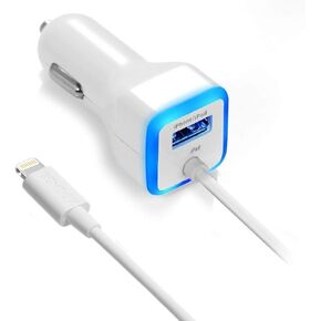 Car Charger, [Apple MFI Certified] by GemDox for Fast Car Charging Compatible with iPhone 15, 14,13, 12, 11, Xs max/XR/x/8/7/6s, iPad, Note, Galaxy with Extra USB Port (White) in Saudi Arabia