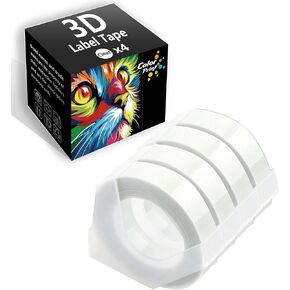 Colorprint Compatible Label Tape Replacement for Dymo 3D Embossing Plastic Label Maker for Organizer Xpress Pro, Motex,Omega Home,Junior Embosser Home,Office-Mate II Label Maker (4-Clear Rolls Pack)