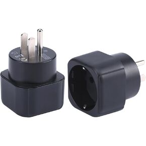 Europe to US/Canada/Mexico Plug Adapter, EU Schuko Type C/E/F Plug Fit to USA/Canada Socket, European/Germany/French Plug to USA Travel Plug Converter (2 Pieces)
