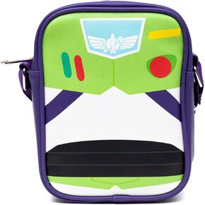 Disney Vegan Leather Crossbody Backpack for Men and Women with Adjustable Strap, Toy Story Buzz Lightyear Character Close Up Purple