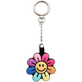 Portable Case for Air Tag, Kawaii Cute Flower Silicone Anti-Scratch Protective Cover Compatible with Airtags Finder Location Tracker Keychain for Kids Pets Keys （White Sunflower