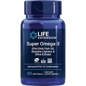 Life Extension Super Omega-3 360 Softgels, Easy to Swallow, EPA/DHA Omega3 Fish Oil, Sesame Lignans & Olive Extract