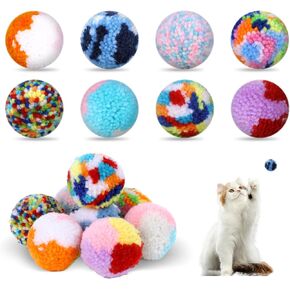 8 Pcs Colorful Cat Pom Pom Ball Toys Assorted Color Cat Ball Toys 2-inch Cats Interactive Plush Toy Ball Woolen Yarn Cat Balls Kitten Chasing Balls Soft Plush Cat Ball for Cats Kitten