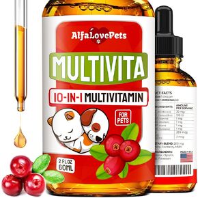 10 In 1 Cat & Dog Multivitamin - Hip & Joint Vitamins For Dogs + Vitamins C, D, B1-12 - Cranberry Supplement For Dogs & Cat Vitamins - Bladder, Kidney, Skin, Joint Support - Glucosamine Dog Supplement