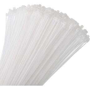 MECCANIXITY 400pcs 8 Inch 11 Lbs Cable Zip Ties Self-Locking Small Nylon Cable Tie Wraps 1/8" for Cord Management, White