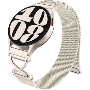 JKD Metal Bands Compatible with Galaxy Watch 7 6 5 4 Band 40mm 44mm, 20mm Watch Band X-Shape Stainless Steel Magnetic Mesh Loop Strap for Samsung Watch 4 6 Classic/Active 2/Watch 5 Pro Bands Women Men