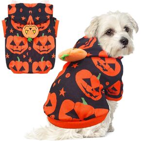 Dog Halloween Hoodie Funny Pumpkin Halloween Costumes for Small Dog Cat Soft Warm Puppy Hoodie for Cats Pumpkin Print Pet Costume Cute Dog Sweatshirt Cat Clothes for Holiday, Large