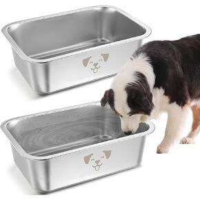 Sweetude 2 Pcs Extra Large Dog Water Bowl Stainless Steel Bowls for Pet Large Dogs, Cats Indoor Outdoor(3 Gallon)