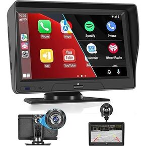 Generic Wireless Portable carplay and Android auto Screen,Car Stereo with Hand-Free Bluetooth Touch Screen with DVR/Mirror Link/Voice Control/FM/TF Card/USB/AUX (7 inch)