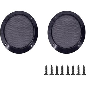 5" Universal Speaker Grille Mesh Cover, Round Decorative Ring Woofer Protection Grille Protective Cover for Cars Home Stereo DIY Accessories Black with 8Pcs Screws - (2 Pcs)