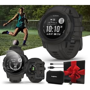 Garmin Instinct 2S Camo (Mist) Rugged GPS Smartwatch Gift Box Bundle - 24/7 Health Monitoring, Tough & Durable, Sports Apps - Includes PlayBetter Screen Protectors, Wall Adapter & Hard Case