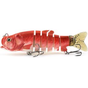ODS Lure Bionic Trout Fishing Bait with Mouth-opened Design, Segmented Swimbait with Soft Tail for Freshwater and Saltwater