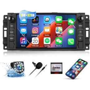 1G+32G Car Radio Stereo for Jeep Wrangler JK Grand Cherokee Compass Dodge Charger Ram 1500 with GPS Navigation 7'' Android 13 Radio Touch Screen Car Stereo with Bluetooth WiFi MirrorLink Backup Camera