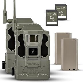 TACTACAM Reveal Pro 3.0 Cellular Trail Camera - Multi-Cellular Network, GPS, No-Glow IR, Wi-Fi Enabled, HD Photos & 1080p Videos, Long Battery Life + 32GB SD Card + Lipo Lithium Battery Pack (2PK)