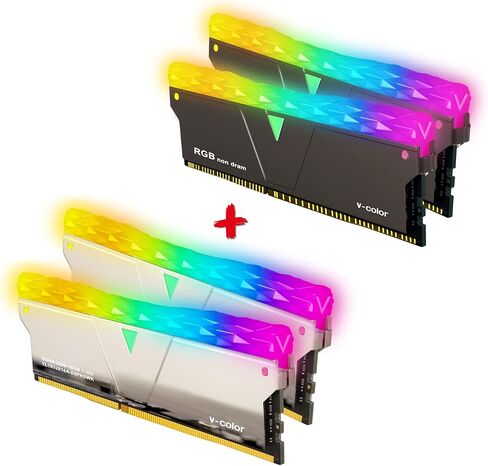 مجموعة V-Color Prism Pro RGB SCC(2+2) سعة 32 جيجابايت (2 × 16 جيجابايت) 3200 ميجاهرتز (PC4-25600) ذاكرة الوصول العشوائي DDR4 مع مجموعة حشو RGB وحدة ذاكرة سطح المكتب للألعاب ترقية ذاكرة الوصول العشوائي (SCC-TL1632816A-E6PRSWK) in Kuwait