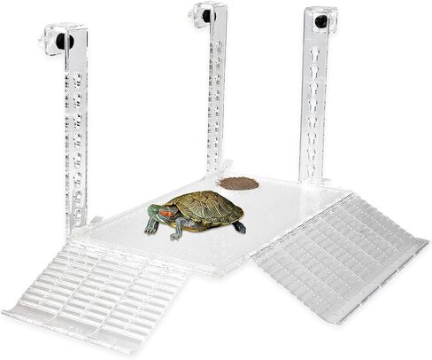 PENCK Hanging Turtle Basking Platform Acrylic Aquatic Reptile Ramp Dock Fence Type Tortoise Climbing Ladder Turtle Tank Accessories for Aquatic Reptile Feeding Resting (Large) in Saudi Arabia