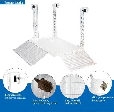 PENCK Hanging Turtle Basking Platform Acrylic Aquatic Reptile Ramp Dock Fence Type Tortoise Climbing Ladder Turtle Tank Accessories for Aquatic Reptile Feeding Resting (Large) in Saudi Arabia