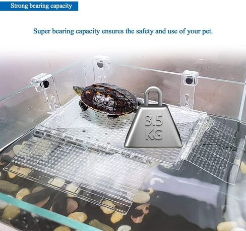 PENCK Hanging Turtle Basking Platform Acrylic Aquatic Reptile Ramp Dock Fence Type Tortoise Climbing Ladder Turtle Tank Accessories for Aquatic Reptile Feeding Resting (Large) in Saudi Arabia
