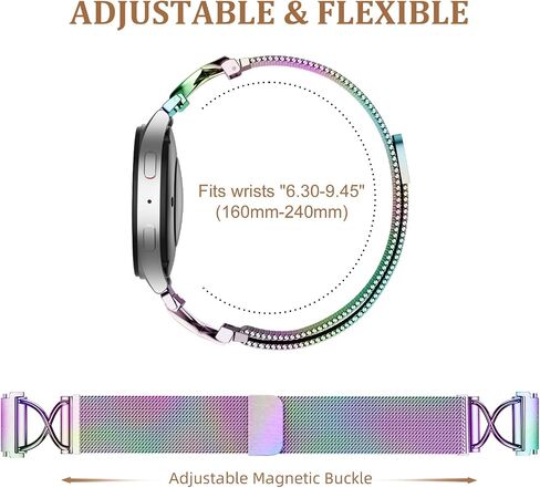 JKD Metal Bands Compatible with Galaxy Watch 7 6 5 4 Band 40mm 44mm, 20mm Watch Band X-Shape Stainless Steel Magnetic Mesh Loop Strap for Samsung Watch 4 6 Classic/Active 2/Watch 5 Pro Bands Women Men in Saudi Arabia