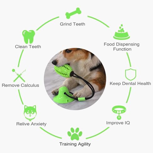 Dog Chew Toy with Suction Cup for Aggressive Chewers,Puppy Training Treats Food Dispensing Toothbrush Pet Teeth Cleaning Rope Toys for Dogs in Saudi Arabia