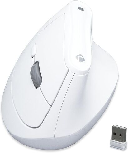 J-Tech Digital Wireless Mouse, Vertical Ergonomic Mouse with 2.4G Wireless & Bluetooth for 3 Multi-Device Function, Adjustable DPI Modes, Compatible with PC, Mac, Laptop - White in Saudi Arabia