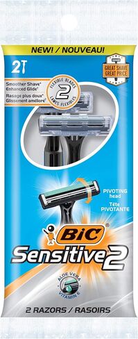 BIC Sensitive 2 Men's Disposable Razor, Two Blade Men's Razor, For a Soothing and Comfortable Shave, Blue Razors, 20 Count in Saudi Arabia