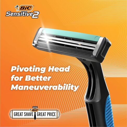 BIC Sensitive 2 Men's Disposable Razor, Two Blade Men's Razor, For a Soothing and Comfortable Shave, Blue Razors, 20 Count in Saudi Arabia