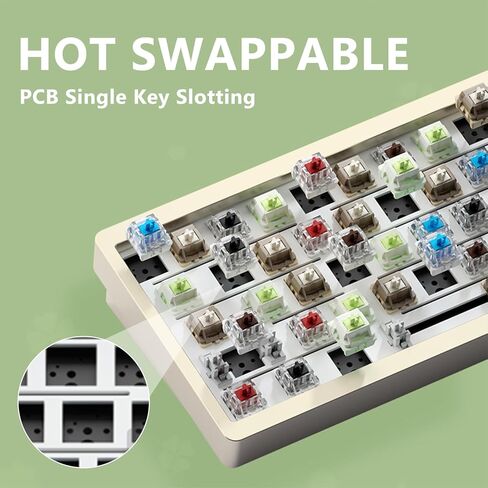 مجموعة لوحة المفاتيح الميكانيكية اللاسلكية Weikav LK65، لوحة مفاتيح ألومنيوم سوداء بنسبة 60 بالمائة، بلوتوث 5.0/2.4 جيجا هرتز/USB-C سلكية قابلة للتبديل الساخن، مجموعة لوحة مفاتيح بإضاءة خلفية RGB مخصصة DIY لأجهزة كمبيوتر Mac (أسود) in Kuwait