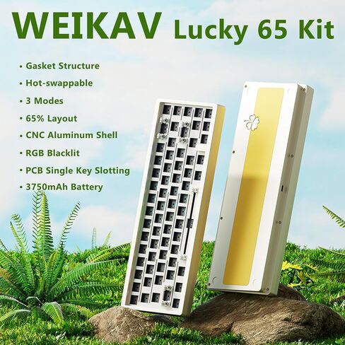 مجموعة لوحة المفاتيح الميكانيكية اللاسلكية Weikav LK65، لوحة مفاتيح ألومنيوم سوداء بنسبة 60 بالمائة، بلوتوث 5.0/2.4 جيجا هرتز/USB-C سلكية قابلة للتبديل الساخن، مجموعة لوحة مفاتيح بإضاءة خلفية RGB مخصصة DIY لأجهزة كمبيوتر Mac (أسود) in Kuwait