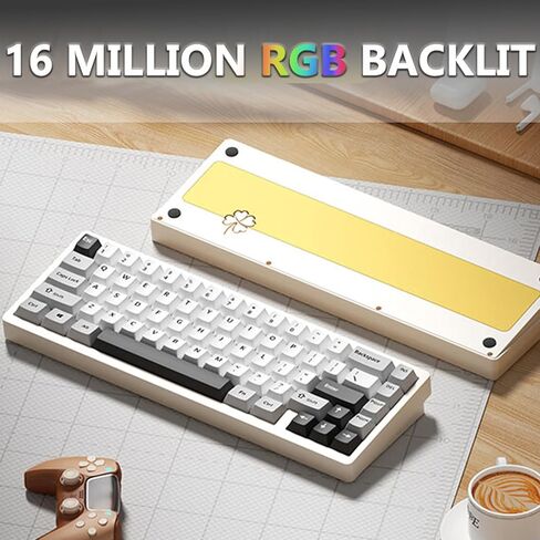 مجموعة لوحة المفاتيح الميكانيكية اللاسلكية Weikav LK65، لوحة مفاتيح ألومنيوم سوداء بنسبة 60 بالمائة، بلوتوث 5.0/2.4 جيجا هرتز/USB-C سلكية قابلة للتبديل الساخن، مجموعة لوحة مفاتيح بإضاءة خلفية RGB مخصصة DIY لأجهزة كمبيوتر Mac (أسود) in Kuwait