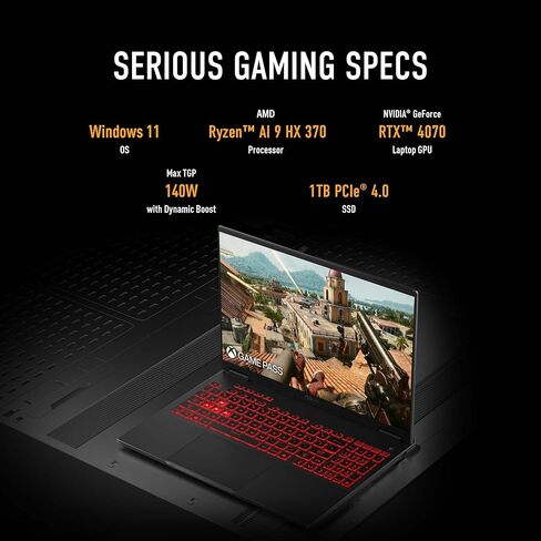 ASUS TUF Gaming A16 (2024) Copilot+ PC Gaming Laptop, 16" 16:10 165Hz Display, AMD Ryzen™ AI 9 HX 370, NVIDIA® GeForce RTX™ 4070, 32GB LPDDR5X, 1TB PCIe Gen 4.0 SSD, Wi-Fi 6E, Windows 11, FA608WI-AB96 in Saudi Arabia