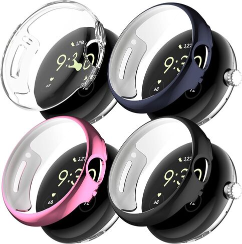FitTurn Screen Protector Case for Google Pixel Watch 3 41mm/2/Pixel Watch TPU Slim Case Cover [Plating Metal Color Frame] [3D Full Coverage] Shell Protective for Pixel Watch 3 41mm(5pack-1) in Saudi Arabia