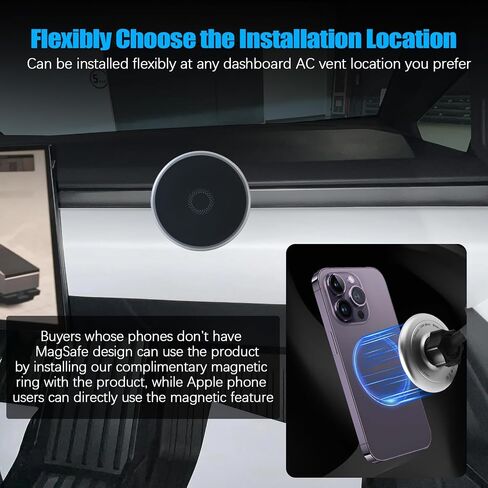 Phone Mount for Tesla Cybertruck Accessories Phone Mount Compatible with Tesla Cybertruck 2024 15W Wireless Car Charger Mount with Micro USB Port USB Type-C Port Lightning Connector, Clamp in Saudi Arabia