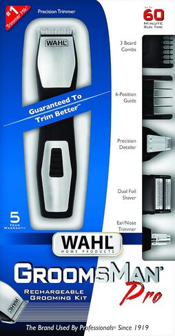 Wahl Lifeproof Rechargeable Trimmer No.09953-1601 for Beards/Mustache/Goatee with Self Sharpening Blades, 1.05 Pound in Kuwait