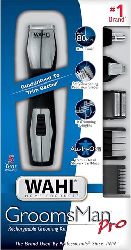 Wahl Lifeproof Rechargeable Trimmer No.09953-1601 for Beards/Mustache/Goatee with Self Sharpening Blades, 1.05 Pound in Kuwait