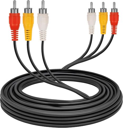 Mozeat Lens RCA كابل فيديو، كابل مركب RCA، كابلات 3rca، كابل كاميرا فيديو Av مطلي بالذهب، كابل صوت فيديو 3.28 قدم RCA 3 ذكر إلى 3 ذكر، كابل صوت فيديو للتلفزيون، كاميرا الفيديو، VCR، DVD، الكمبيوتر اللوحي in Saudi Arabia
