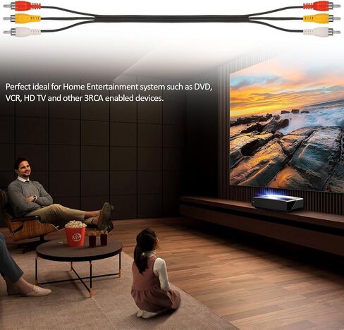 Mozeat Lens RCA كابل فيديو، كابل مركب RCA، كابلات 3rca، كابل كاميرا فيديو Av مطلي بالذهب، كابل صوت فيديو 3.28 قدم RCA 3 ذكر إلى 3 ذكر، كابل صوت فيديو للتلفزيون، كاميرا الفيديو، VCR، DVD، الكمبيوتر اللوحي in Saudi Arabia