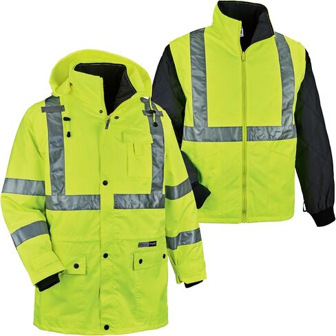 Ergodyne mens Hoodie Type R Class 3 4 in 1 Jacket, Lime, X-Large US in Saudi Arabia