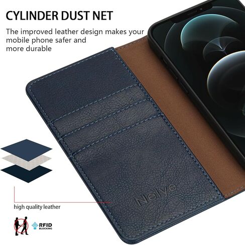 متوافق مع حافظة محفظة iPhone 12 Pro Max مع فتحات بطاقة RFID وإغلاق واقٍ من جلد البولي يوريثان وغطاء هاتف لهاتف iPhone 12 Pro Max (6.7 بوصة - بني) in Kuwait