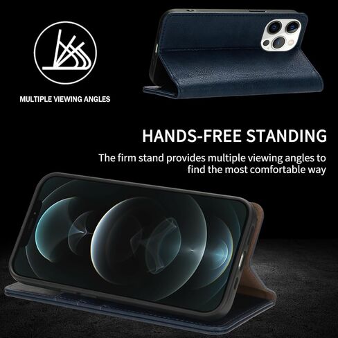 متوافق مع حافظة محفظة iPhone 12 Pro Max مع فتحات بطاقة RFID وإغلاق واقٍ من جلد البولي يوريثان وغطاء هاتف لهاتف iPhone 12 Pro Max (6.7 بوصة - بني) in Kuwait