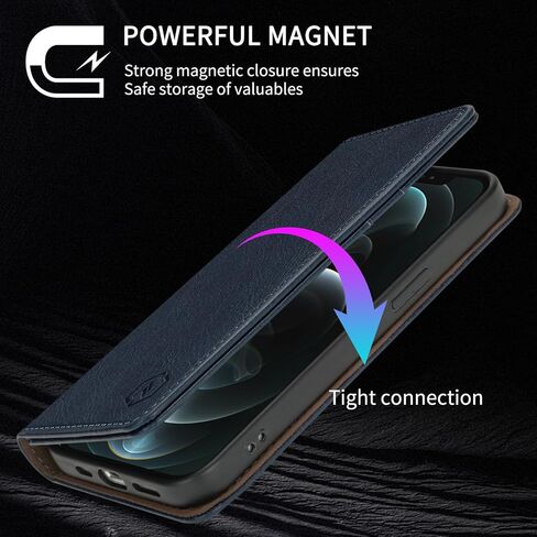 متوافق مع حافظة محفظة iPhone 12 Pro Max مع فتحات بطاقة RFID وإغلاق واقٍ من جلد البولي يوريثان وغطاء هاتف لهاتف iPhone 12 Pro Max (6.7 بوصة - بني) in Kuwait