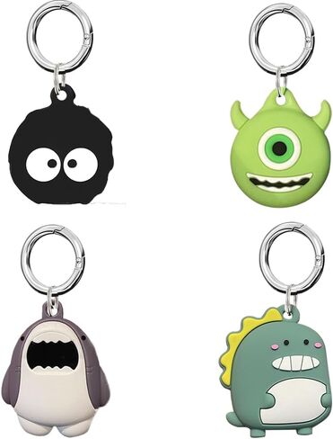 4 Pack-Cute Silicone Case Cover for Apple Airtag,Soft Cartoon Holder for Keys/Kid/Pets/Backpack/Car Anti-Lost Protector Holder in Saudi Arabia