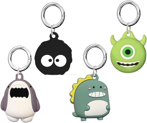 4 Pack-Cute Silicone Case Cover for Apple Airtag,Soft Cartoon Holder for Keys/Kid/Pets/Backpack/Car Anti-Lost Protector Holder in Saudi Arabia