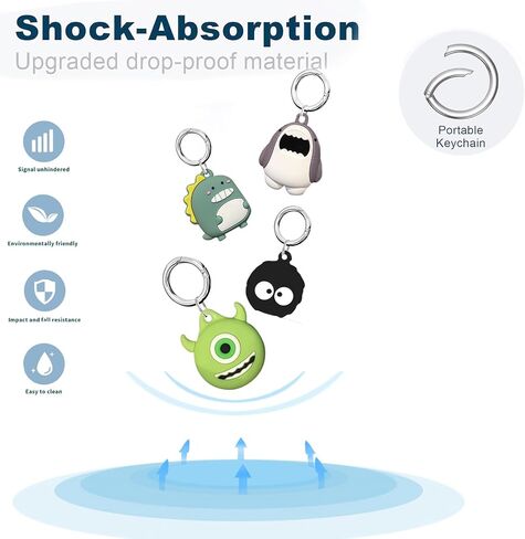 4 Pack-Cute Silicone Case Cover for Apple Airtag,Soft Cartoon Holder for Keys/Kid/Pets/Backpack/Car Anti-Lost Protector Holder in Saudi Arabia