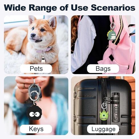 4 Pack-Cute Silicone Case Cover for Apple Airtag,Soft Cartoon Holder for Keys/Kid/Pets/Backpack/Car Anti-Lost Protector Holder in Saudi Arabia