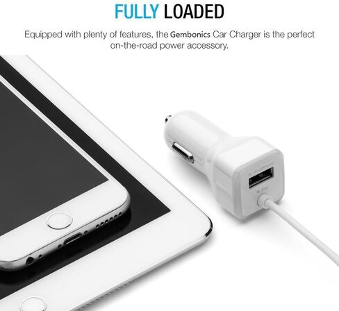 Car Charger, [Apple MFI Certified] by GemDox for Fast Car Charging Compatible with iPhone 15, 14,13, 12, 11, Xs max/XR/x/8/7/6s, iPad, Note, Galaxy with Extra USB Port (White) in Saudi Arabia