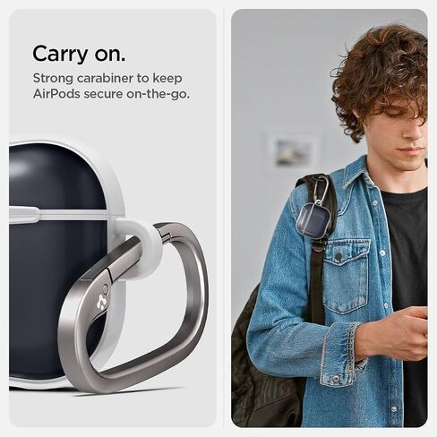 حافظة AirPods 4 بتصميم Ultra Hybrid من Spigen وAirPods 4 مع حافظة إلغاء الضوضاء النشطة (2024) حافظة شفافة مضادة للاصفرار مع سلسلة مفاتيح - أبيض غامق in Saudi Arabia