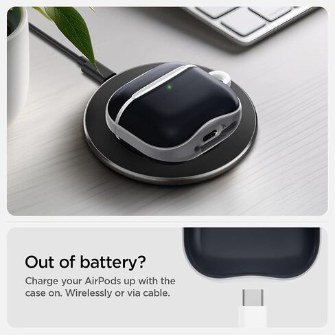 حافظة AirPods 4 بتصميم Ultra Hybrid من Spigen وAirPods 4 مع حافظة إلغاء الضوضاء النشطة (2024) حافظة شفافة مضادة للاصفرار مع سلسلة مفاتيح - أبيض غامق in Saudi Arabia