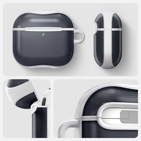 حافظة AirPods 4 بتصميم Ultra Hybrid من Spigen وAirPods 4 مع حافظة إلغاء الضوضاء النشطة (2024) حافظة شفافة مضادة للاصفرار مع سلسلة مفاتيح - أبيض غامق in Saudi Arabia