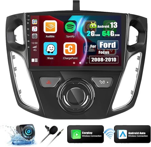 [2+64G] Android 13 Car Stereo for Ford Focus 2012-2018 with Apple Carplay&Android Auto,9 Inch Touch Screen Car Radio with Mirror Link GPS WiFi Bluetooth FM/RDS SWC Dual USB/AUX-in+Backup Camera in Saudi Arabia